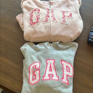 GAP Kids Pink Floral and Gray Hoodies
